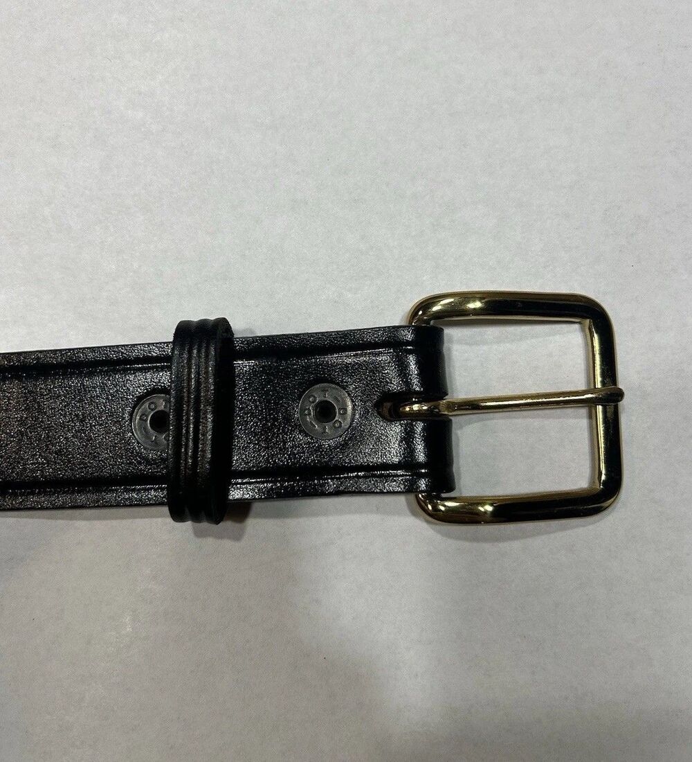 Don Hume B109 Black Leather Gun/Duty Belt Size 30 Solid Brass USA